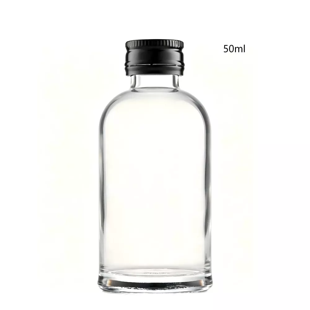 Vidalı qapaqlı 50ml Şüşə dairəvi İrlandiya viski şüşəsi